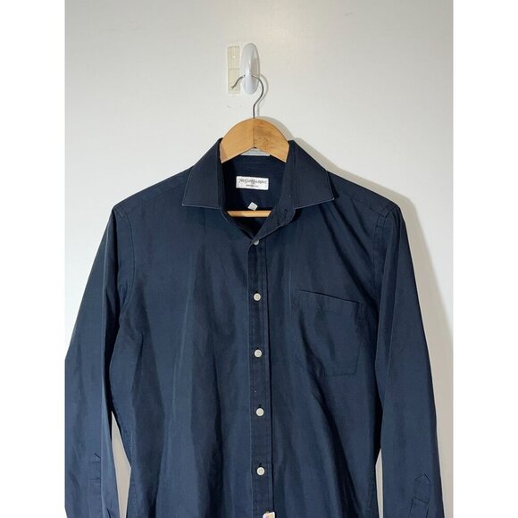 Yves Saint Laurent Navy Button-Up Dress Shirt Size 15.5. (32-33) Mens - Picture 2 of 6